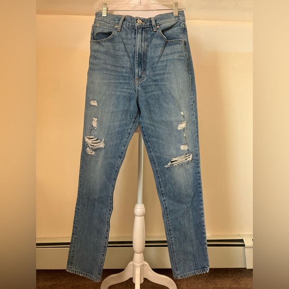 SLVRLAKE Women’s Distressed Beatnik High Waisted Blue Denim Jeans size 29 - Picture 2 of 9